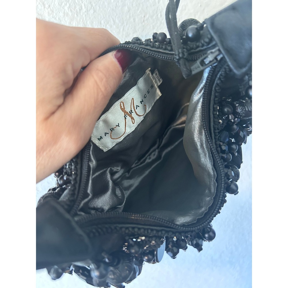 MARY FRANCES Handmade Black Beaded Bauble Mini Handbag Crossbody Chain Bag $215 - Picture 5 of 9